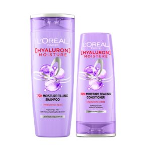l'oreal paris hyaluron moisture 72h filling shampoo with hyaluronic acid for dry & dehydrated hair 340ml + conditioner