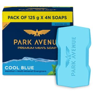 park avenue premium men’s soaps for bath – cool blue | 125g (pack of 4) |