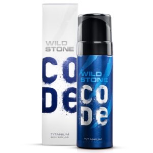 wild stone code titanium long lasting no gas body perfume spray for men, 150ml