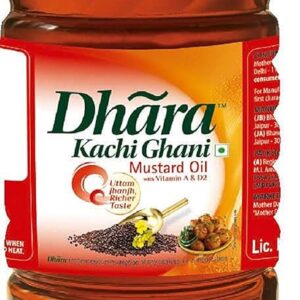 dhara kachi ghani mustard oil bottle, 1l