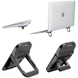 zorbes® portable invisible laptop riser stand, 2 mini self adhesive alloy metal folding desk stand, lightweight laptop