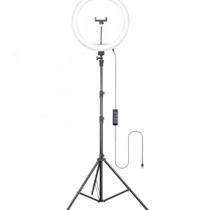 osaka® 14inch professional led ring light 15w dimmable extra bright lighting with 2 color modes for photo shoot video shoot live stream makeup compatible with iphone & android smartphones.